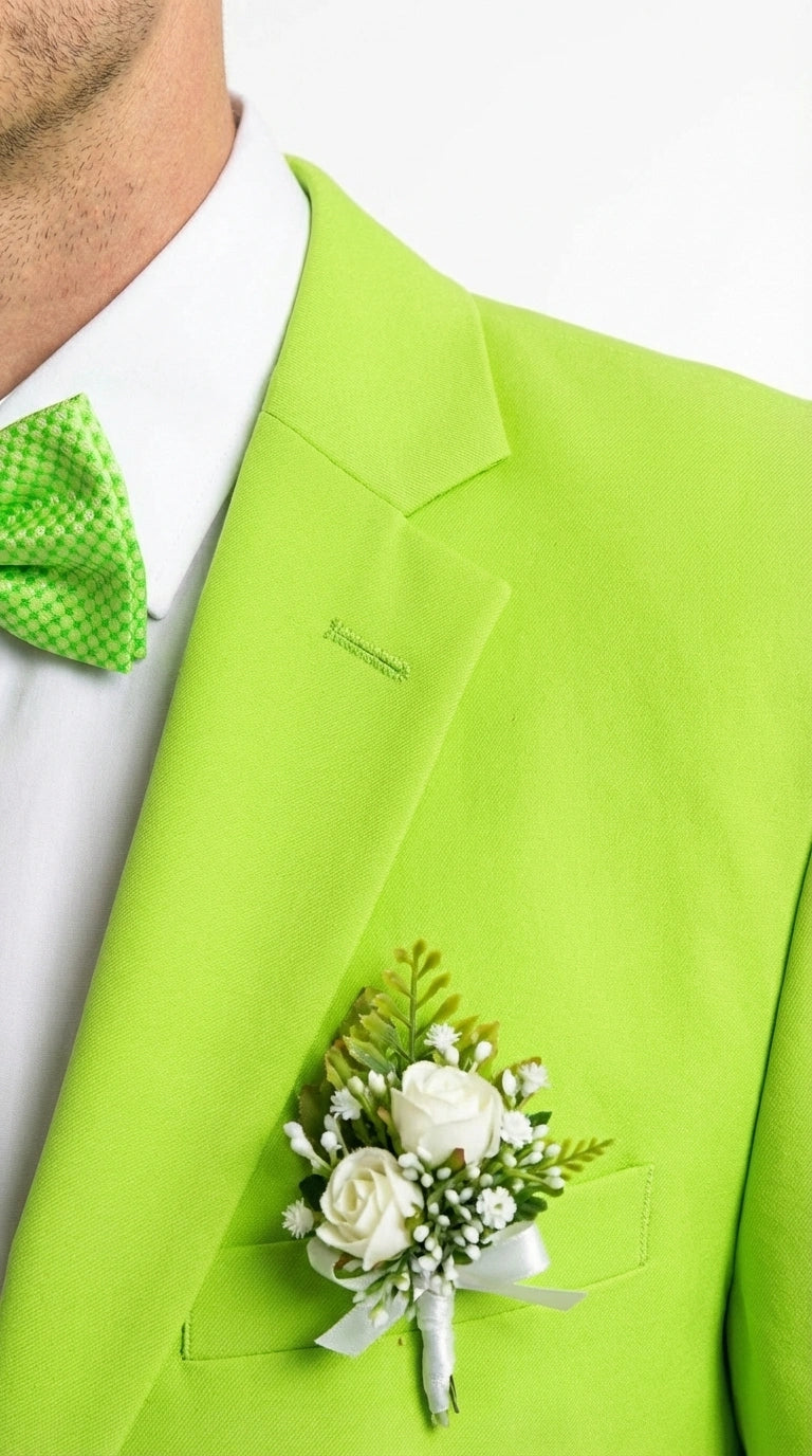 34 Men's Neon Green Suit – Bright Lime Green Fashion Suit for Prom, Party, Stage Performance and Statement Formal Wear Modern Fit