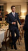 Italian Made By Statment - 100% Wool Fabric Super 150's  Banker Pinstripe in Navy Charcoal Black 2 Button Suit Modern Fit 2 Buttons Notch Lapel