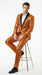 Mens Orange Sequin Tuxedo Suit – Shiny Wedding Suit Set with Black Lapel for Prom, Party, Gala and Formal Evening Wear - Goldish Orange