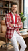 Mens Tartan Red and White Plaid Blazer – Check Pattern Sport Coat Red Shawl Lapel Party Christmas Holiday New Year