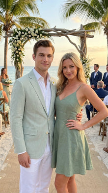 Mens Sage Green Seersucker Blazer – Lightweight Striped Summer Sport Coat Casual Smart Formal Jacket