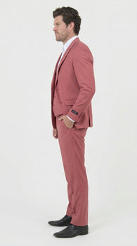Men’s Dusty Rose Three Piece Suit – Modern Formal 3PC Wedding and Prom Suit - Pink Coloe Modern Fit