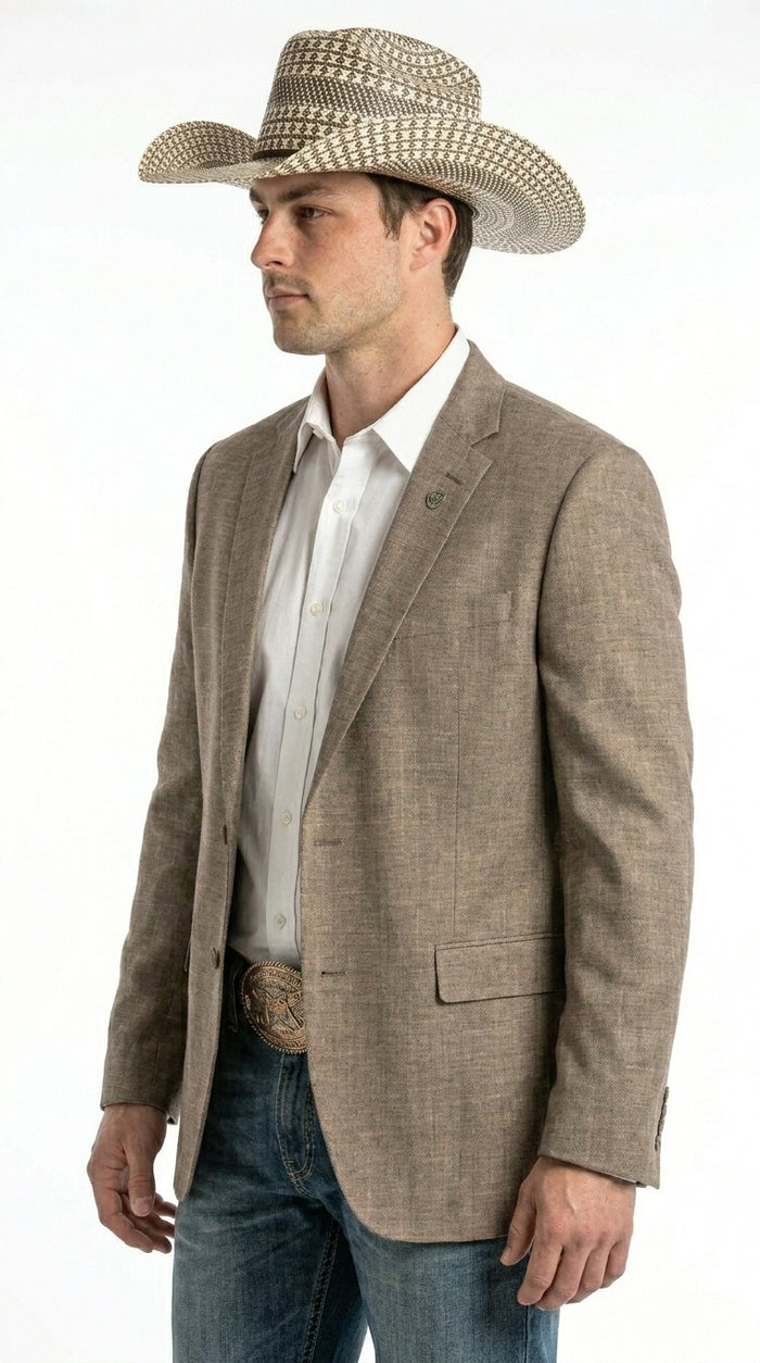 Men’s Dark Tan Taupe Light Brown Western Cowboy Blazer – Classic Country Style Jacket for Wedding, Casual Country Jacket Textured
