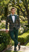 Mens Tartan Green and Brown Blue Plaid Tuxedo Dinner Jacket Set – Checkered Prom Blazer with Dark Green Pants Formal Wedding Party Wear