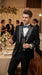 Mens Black and White Lapel Tuxedo Suit – Black Formal Tuxedo with White Pattern Lapel for Wedding, Prom and Evening Events
