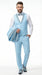 Mens Light Blue 3 Piece Prom Tuxedo – Sky Blue Formal Suit with Sequin Lapel Wedding Party Tuxedo Set in Baby Blue