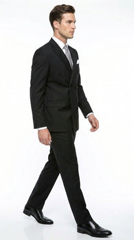 Statement Confidence Men'S Black Double Breasted Wool Italian Design Suit