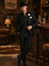 Men’s Black Western Tuxedo Suit, 3 Piece Cowboy Formal Wedding Prom Suit with Satin Trim