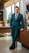 Discounted Sale Clearance Men's Two Buttons Dark Teal 2-piece suit Flat Front Pants