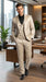 Mens 3-Piece Slim-Fit Shiny All Satin Suit Champagne