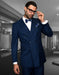 Mens Classic Wool Double Breasted Suit in Sapphire Blue
