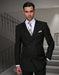 Mens Classic Wool Double Breasted Suit in Black