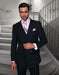 Mens Classic Wool Double Breasted Suit in Navy