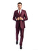 Mens Tazio Vested Slim Fit Shiny Sharkskin Suit in Burgundy