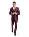 Mens Tazio Vested Slim Fit Shiny Sharkskin Suit in Burgundy
