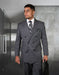 Mens Double Breasted Wool Suit in Charcoal Grey Windowpane