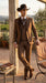 Men’s Brown Pinstripe Western Cowboy Tuxedo, Contrast Shawl Lapel Formal Suit for Weddings, Prom, Parties, and Special Occasions