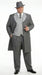 Men’s Grey Pinstripe Zoot Suit 3 Piece – 1920s Gangster Vintage Wide Lapel Suit with Vest for Wedding, Party