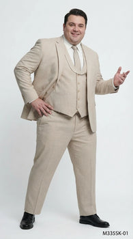 Mens Sand Beige 3 Piece Suit – Double breasted Vest Formal Suit Set  and Dress Pants in Champaign Natural Summer Color