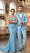 Mens Light Blue 3 Piece Prom Tuxedo – Sky Blue Formal Suit with Sequin Lapel Wedding Party Tuxedo Set in Baby Blue