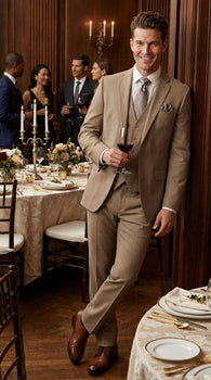 Big And Tall Men's Plus Size Men's Suits For Big Guys Beige
