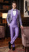 Men’s Lilac Lavender Prom Suit – Floral Shawl Lapel 3 Piece Tuxedo with Matching Vest and Pants