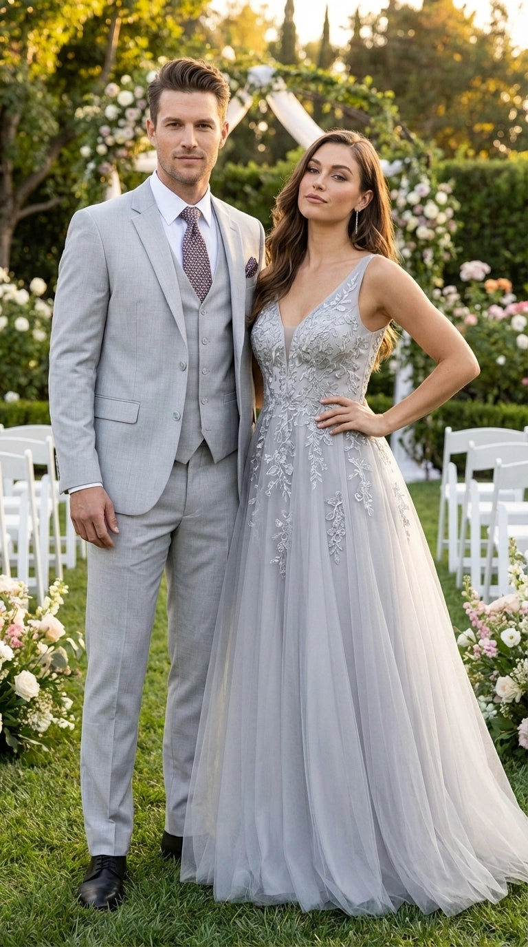 Men’s Light Grey Sharkskin 3 Piece Suit – Two Button Vested Modern Formal Business Suit for Wedding in silver Ice Gray Modern Fit