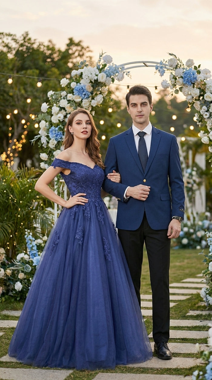 Men’s Sapphire Indigo Cobalt Blue Blazer with Gold Buttons – Classic Single Breasted Formal Business Jacket for Office, Wedding