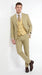 Vitali Men’s Sage Beige Tan Plaid 3 Piece Suit, Check Pattern Formal Dress Suit for Weddings, Prom, Business Events, Modern Fit Light Yellow Color