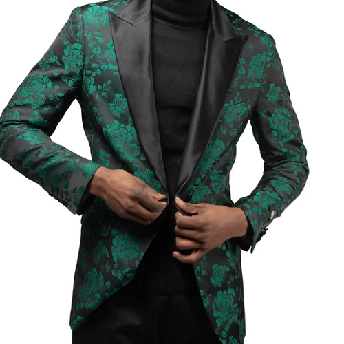 Mens Paisley Blazer - Floral Sport Coat - Hunter - Emerald Green Sport ...