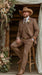 Men’s Light Brown Western 3 Piece Suit – Classic Country Style Blazer Vest Pants Set, Formal Cowboy Suit Toast
