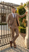Men’s Rossiman Tan Suit with Gold Buttons, Peak Lapel Jacket and Double Breasted Vest