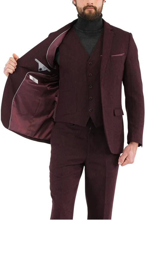 1920's Men's Clothing - Tweed Suit - Herringbone 1920s Mens Suit  - Vintage Burgundy  Suit - Image 3