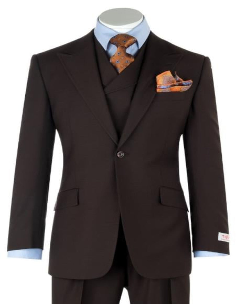 Suit With Double Breasted Vest - Pastor Suit - 1920s Style Dark Brown Suit main image 0