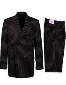 1920s Gangster Custom - Bold Gangster Pinstripe Suit Black