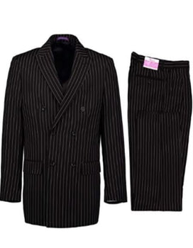 1920s Gangster Custom - Bold Gangster Pinstripe Suit Black