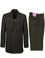1920s Gangster Custom - Bold Gangster Pinstripe Suit Olive Green