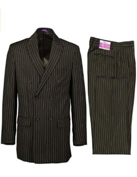 1920s Gangster Custom - Bold Gangster Pinstripe Suit Olive Green