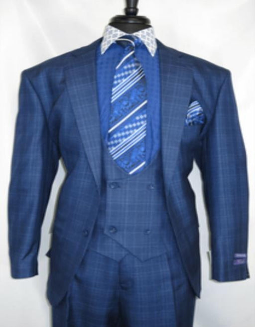 1920s Vintage Suits Pattern Checkered Suit In Blue