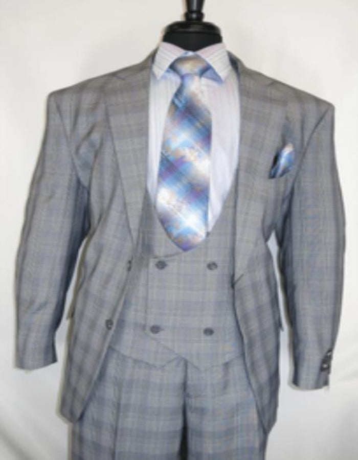 1920s Vintage Suits Pattern Checkered Suit In Gray