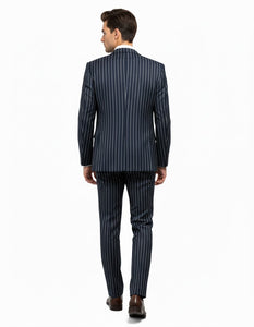 1920'S Gangster Bold Pinstripe ~ Stripe Men'S Stripe Mars Dark Blue Fashion Vested Suit Pleated Pants