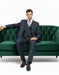 1920'S Gangster Bold Pinstripe Suit ~ Stripe Men'S Stripe Mars Dark Blue Fashion Vested Suit Pleated Pant