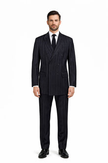 1920s Gangster Custom - Bold Gangster Pinstripe Suit Navy Blue