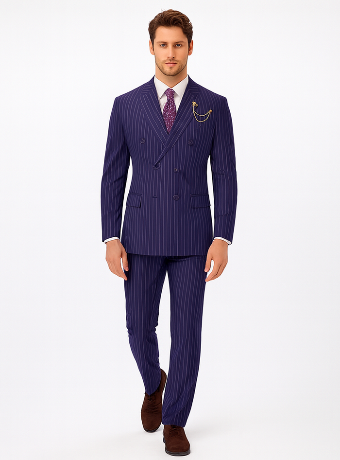 1920s Mens Outfit - 1920s costume  Bold Pinstripe Wide Suit - Image 6