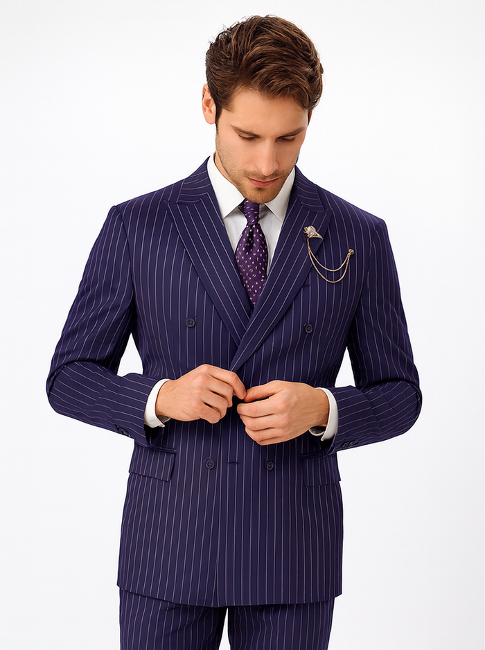 1920s Mens Outfit - 1920s costume  Bold Pinstripe Wide Suit - Image 8