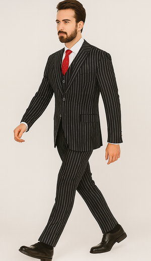 1920s Mens Suit - 1920s Mens Outfit - 1920s costume  Bold Pinstripe Suit in  Black - Image 5
