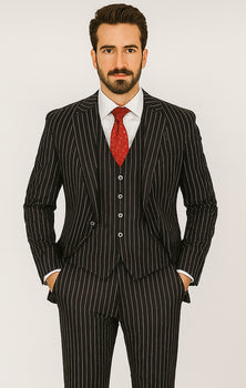 1920s Mens Suit - 1920s Mens Outfit - 1920s costume  Bold Pinstripe Suit in  Black