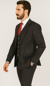 1920s Mens Suit - 1920s Mens Outfit - 1920s costume  Bold Pinstripe Suit in  Black
