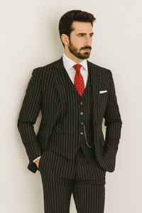1920s Mens Suit - 1920s Mens Outfit - 1920s costume  Bold Pinstripe Suit in  Black