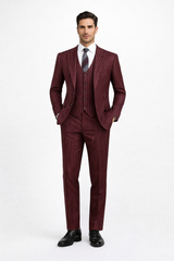 1920s Mens Suit - 1920s Mens Outfit - 1920s  costume  Bold Pinstripe Wide Suit in Burgundy